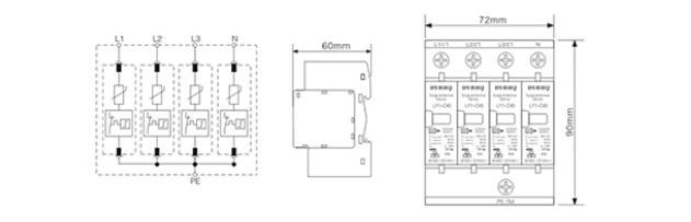 LY1-C40電涌保護(hù)器尺寸參數(shù)