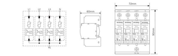 LY2-B60電涌保護(hù)器尺寸結(jié)構(gòu)